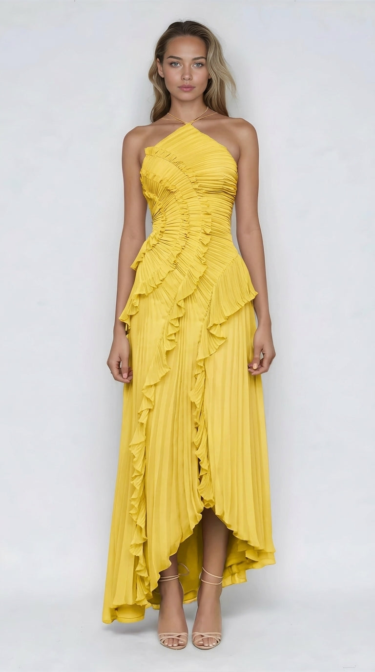 Isadora™ | Vestido Largo Asimétrico con Volantes